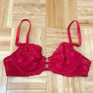 FELINA Lingerie Red Lace Wired Front Closure Bra 36B